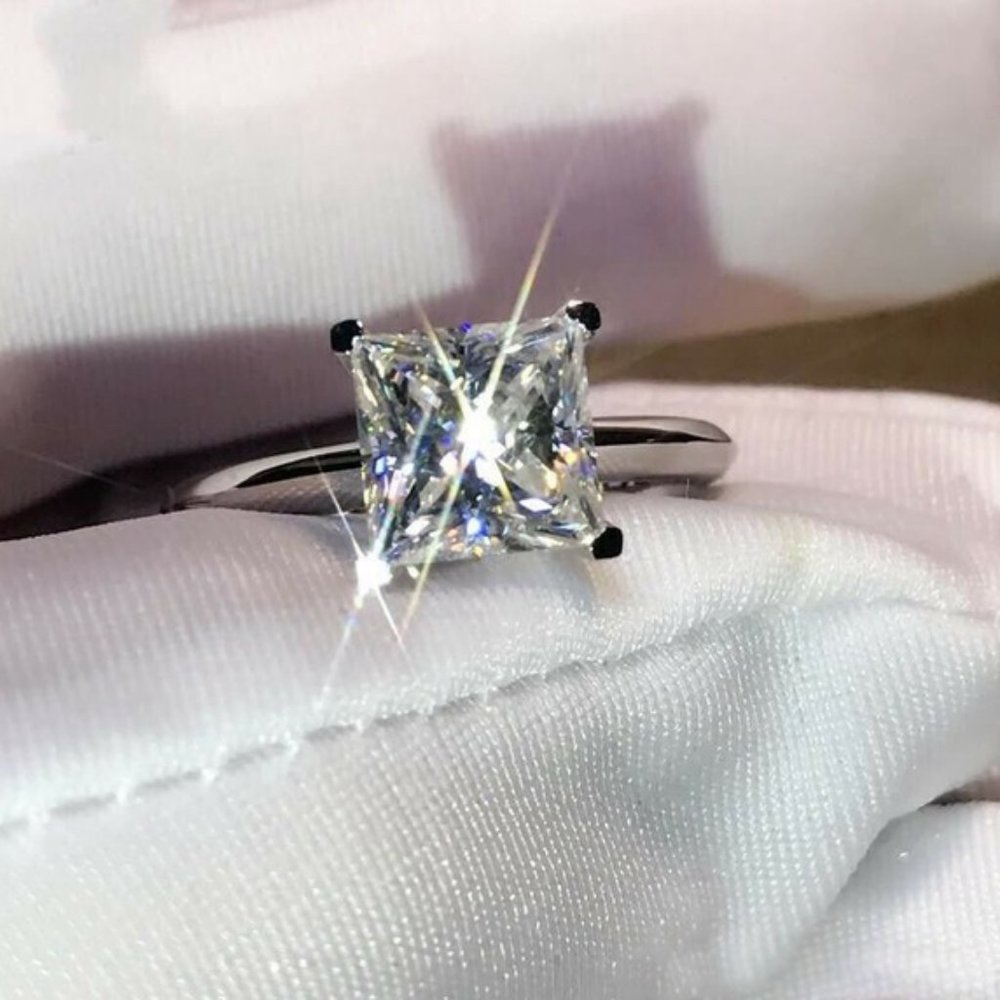 NEW 2CT Princess Cut Square Diamond Wedding Ring - Picture 5 of 5